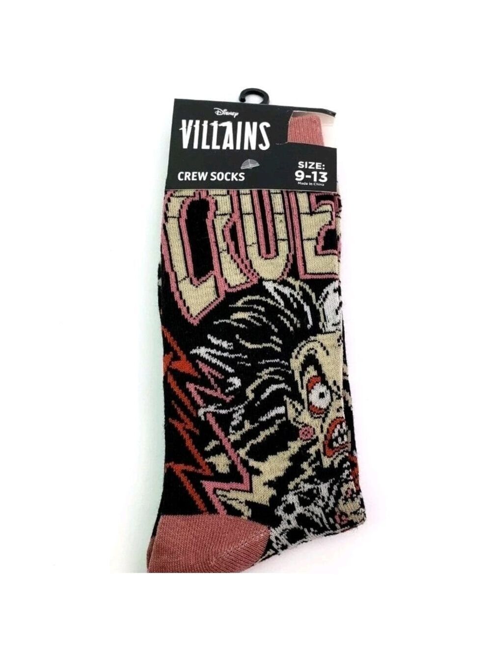 4/$25 Disney Villains Cruella De Vil Novelty Crew Socks New